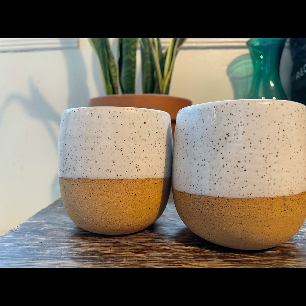 ⭐️SOLD⭐️ Hand thrown speckled ceramic wine glasses